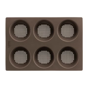 Formă din silicon cu 6 locuri de copt chifle Lékué, maro