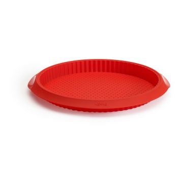 Formă din silicon cu găuri pentru Quiche Lékué, ⌀ 28 cm, roșu
