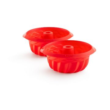 Set 2 forme din silicon pentru pandișpan Lékué, roșu