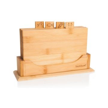 Set 4 tocătoare din bambus cu suport Bambum Tapenade