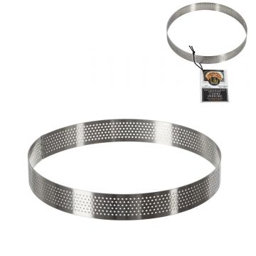 Cadru inox, forma rotunda perforata, rama inox pentru copt ø 16x2 cm