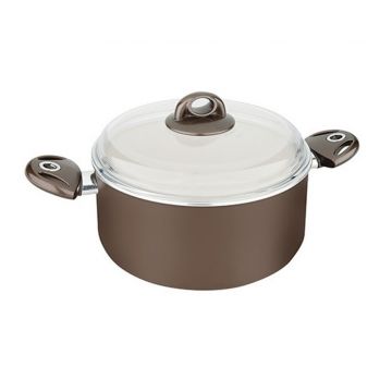 Cratita teflon cu capac sticla Fest Bianca 24 cm