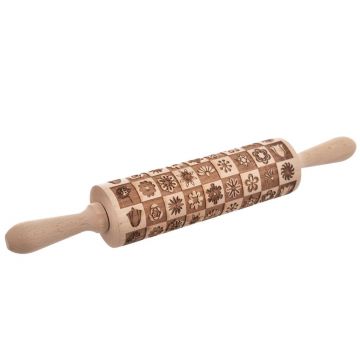 Facalet din lemn cu decoratiuni - motiv Flori, 38 cm