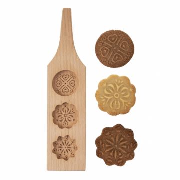 Matrita din lemn extrudat pentru fursecuri si turta dulce-Glob, Floare, Stea