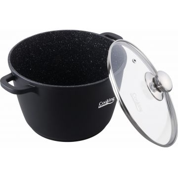 Oala cu capac Dark Line, Cooking by Heinner, 10 L, aluminiu turnat, negru