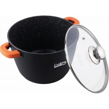 Oala cu capac Dark Line, Cooking by Heinner, 6.3 L, aluminiu turnat, negru