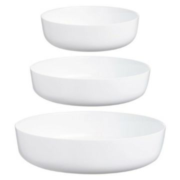 Set 3 platouri / vase pentru copt, Luminarc, Diwali, sticla, alb
