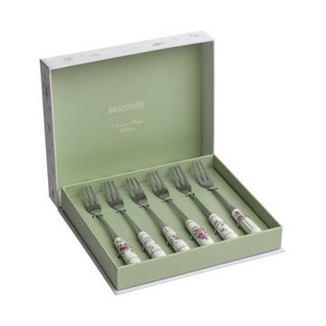 Set 6 furculite Nonna Rosa, Brandani, 17 cm, inox/ceramica