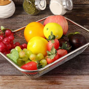 Cos cu strecuratoare de bucatarie, inox, 37x27x7,4 cm, Quttin