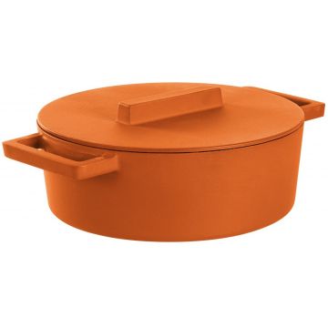 Cratita ovala din fonta emailata Sambonet Terra.Cotto design Vasques Stefania capac fonta 30x25cm 5 litri Curry