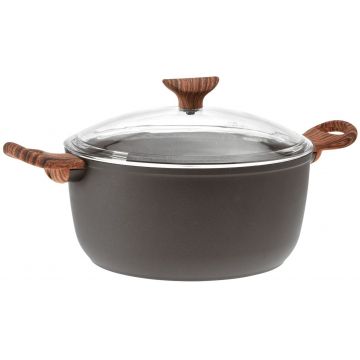 Oala cu capac Sambonet Rock & Rose 24cm 4.5 litri inductie negru