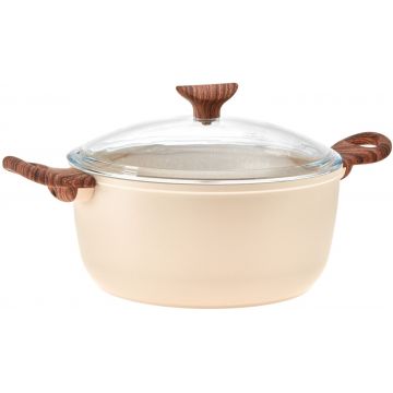 Oala cu capac Sambonet Rock & Rose 24cm 4.5 litri inductie roz