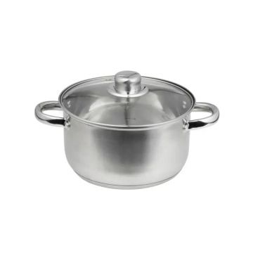 Oala cu capac Santo, Domotti, Ø18 cm, 2.1 L, inox/sticla, argintiu