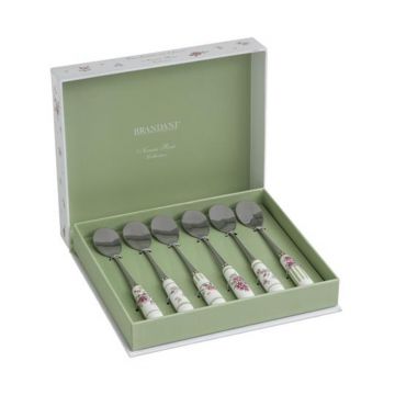 Set 6 lingurite Nonna Rosa, Brandani, 14 cm, inox/ceramica