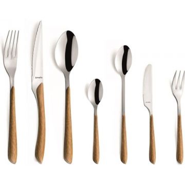 Set tacamuri 26 piese, Amefa, Eclat Nature, inox, maro