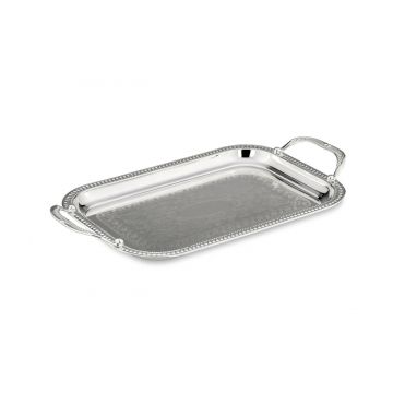Tava pentru servire, din metal argintat, Ornamented Rectangular Argintiu, L35,6xl24,5 cm