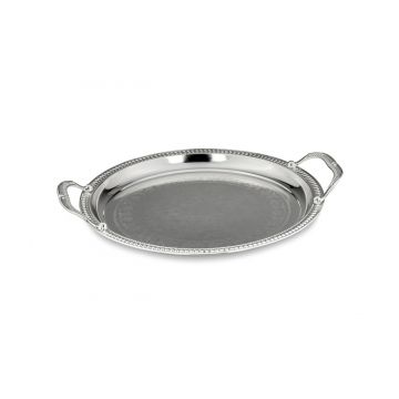 Tava pentru servire, din metal argintat, Ornamented Round Argintiu, Ø32,5 cm