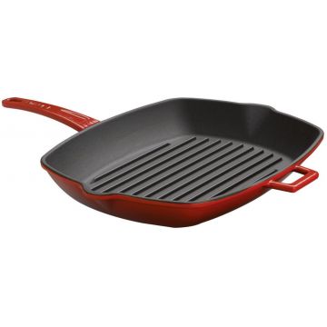 Tigaie gratar din fonta emailata Paderno Cast Iron 26x32cm rosu