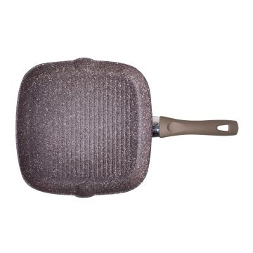 Tigaie grill, Granitium Aubergine, Brandani, 27 x 27 cm, aluminiu non-stick