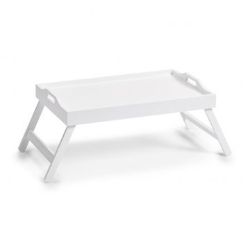 Masuta pliabila servire pat, MDF White, L56,5xl35,5xH27 cm