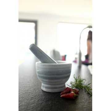 Mojar cu pistil din marmura, Grey Stone Ø 12xH9 cm