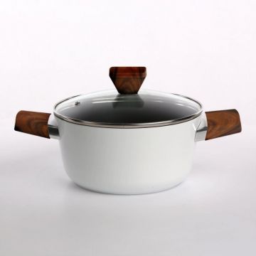 Oala cu capac cu invelis antiaderent din Aluminiu Alb Valdinox Skandic D24cm