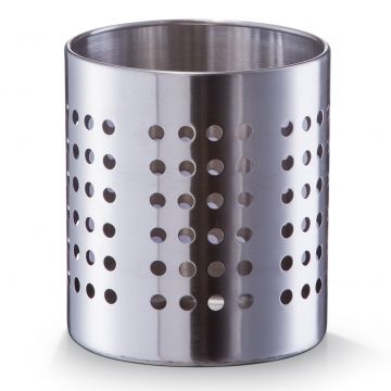 Suport metalic pentru ustensile si tacamuri de bucatarie, Silver Crom, Ø12xH13 cm