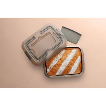 Tava de copt cu capac, manere si feliator BergHOFF, Leo Balance, 38.5 x 29 cm, otel carbon antiaderent, bej