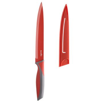 Cutit pentru feliat Fundix F2-C2, 20 cm + teaca, Rosu