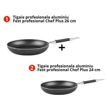 Set 2 tigai profesionale non stick Chef Plus Fest 26 cm si 24 cm