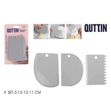 Set 3 raclete pentru taiere aluat si decorare torturi, plastic, 12 cm, Happymax