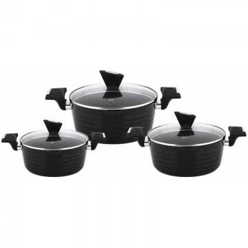 Set oale cu capac, Monheim, Carl Schmidt Sohn, 6 bucati, 16/20/24 cm, negru
