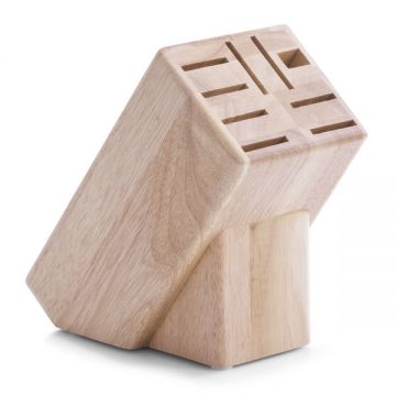 Suport din lemn de cauciuc pentru cutite si accesorii, Block Natural, l12,5xA22xH25 cm