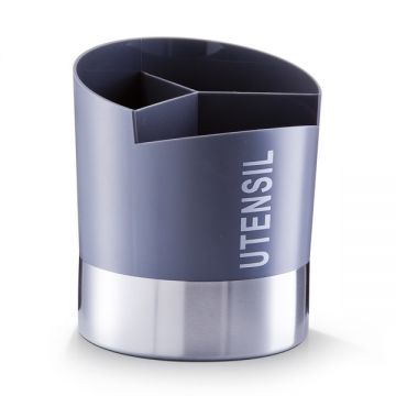 Suport din otel inoxidabil pentru ustensile si tacamuri de bucatarie, Utensil Antracit, Ø14,5xH17 cm