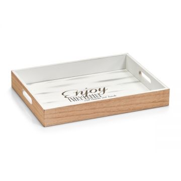 Tava pentru servire, din lemn, Enjoy Alb / Natural, L40xl30xH5,5 cm Tava pentru servire, din lemn, Enjoy Alb / Natural, L40xl30xH5,5 cm
