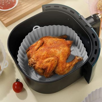 Tava silicon pentru friteuza aer, microunde, cuptor sau aburi, 20-22x4,5 cm, Happymax