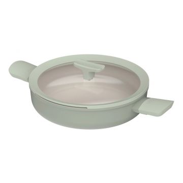 Tigaie cu capac si 2 manere BergHOFF, Leo Balance Sage, Ø26 cm, 2.9 L, aluminiu reciclat, strat antiaderent, verde