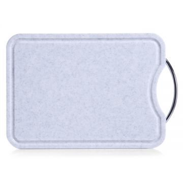 Tocator din plastic cu maner metalic, Board Large Gri Deschis, L36xl26xH1,2 cm
